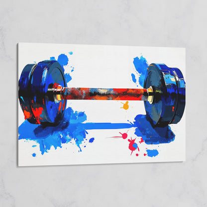 Colorful Dumbbell Canvas Print for Home Gym Walls on gallery wrap