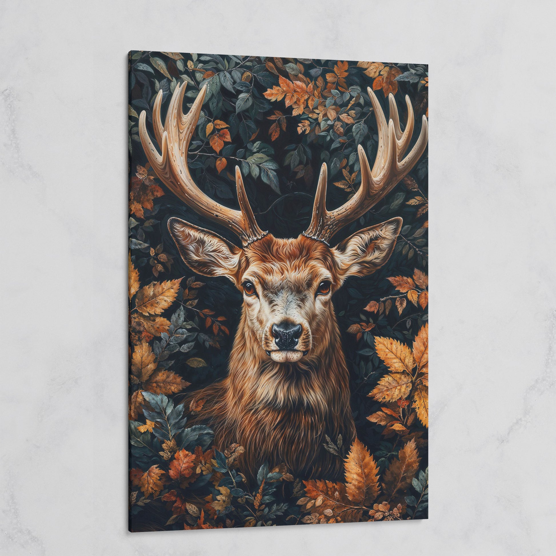 Majestic Deer in Autumn Forest Canvas Print on gallery wrap