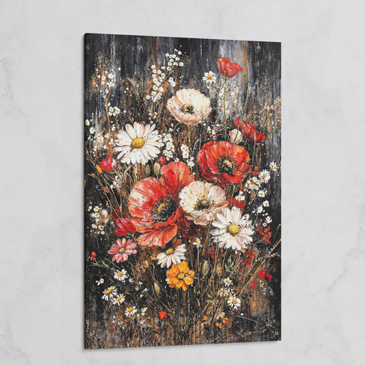 Botanical Floral Birds Canvas Print on gallery wrap