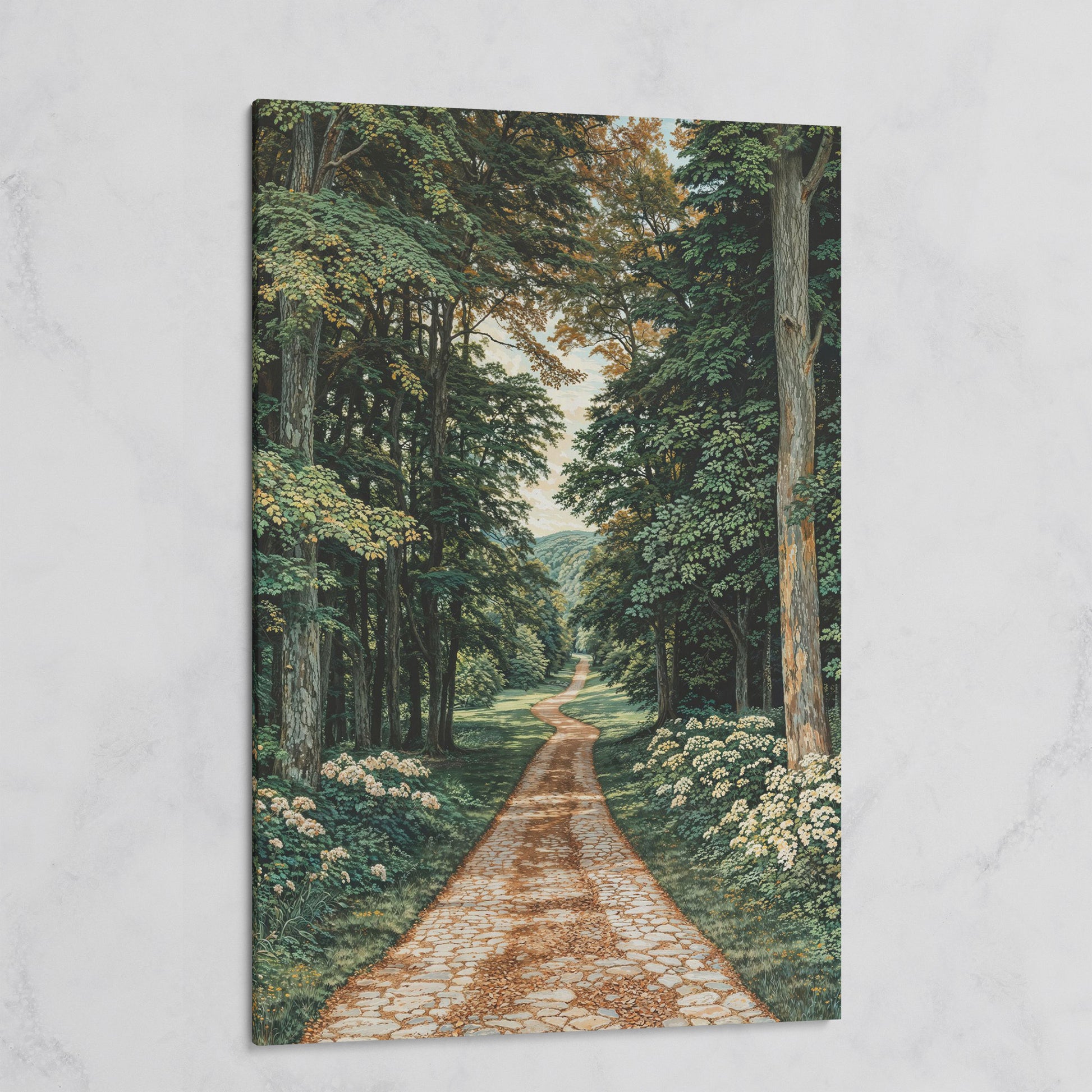Country Road Through Forest Canvas on gallery wrap