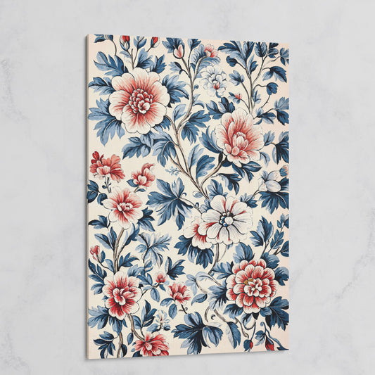 Chinoiserie Peony Blossoms Canvas Wall Art on gallery wrap