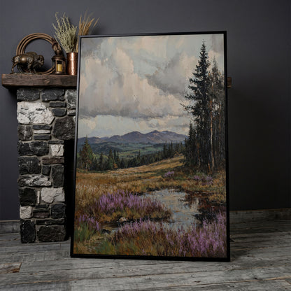 Tranquil Mountain Serenity Canvas in black floating frame