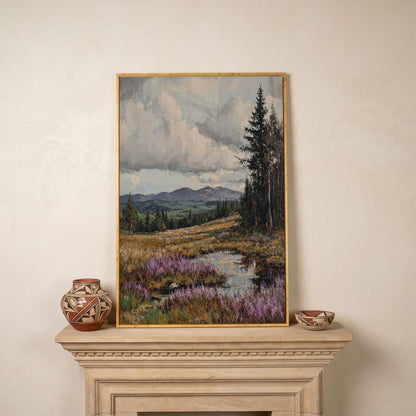 Tranquil Mountain Serenity Canvas in white oak floating frame