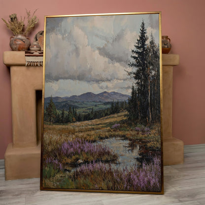 Tranquil Mountain Serenity Canvas in rose gold floating frame