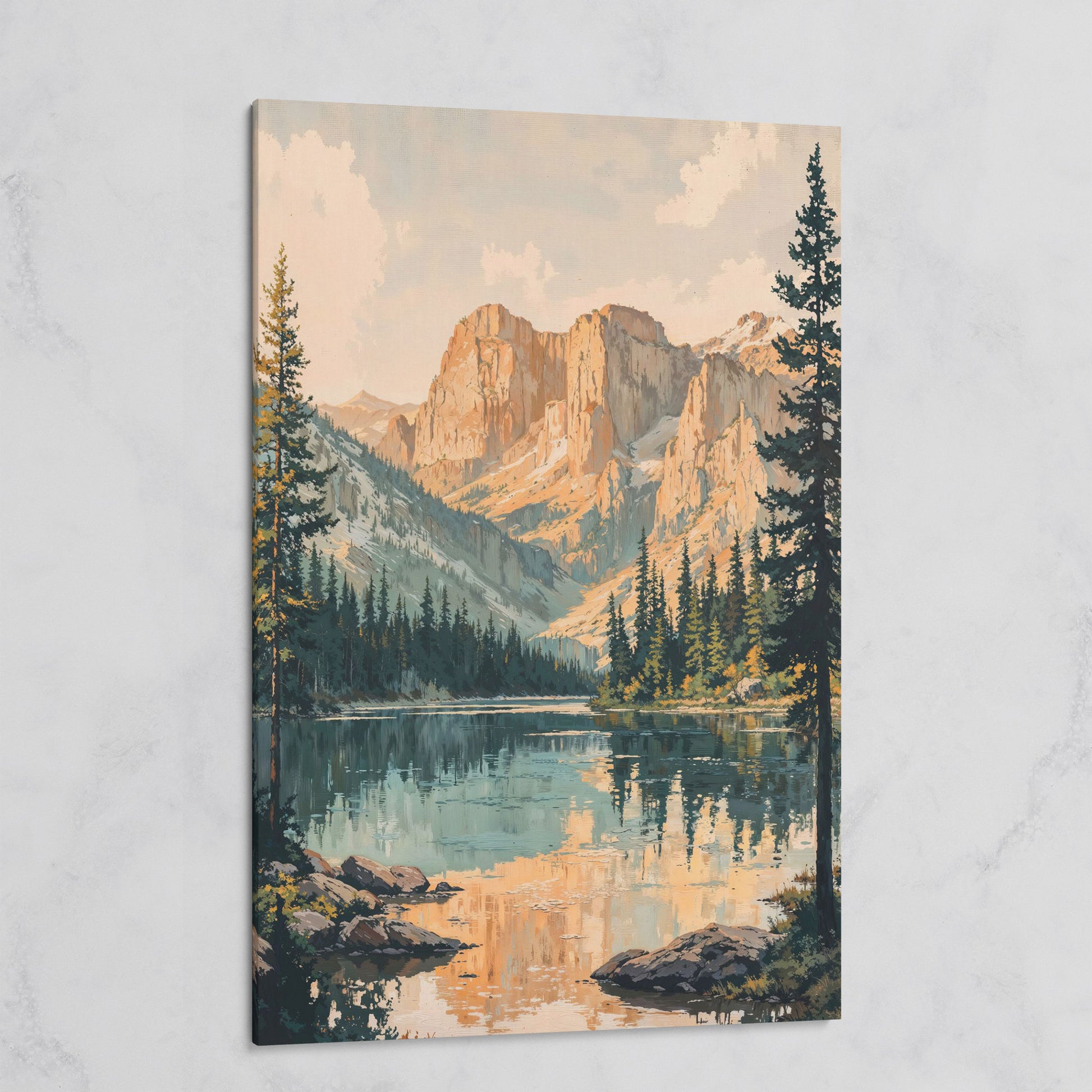 Tranquil Mountain Lake Canvas Print on gallery wrap