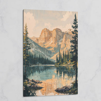 Tranquil Mountain Lake Canvas Print on gallery wrap