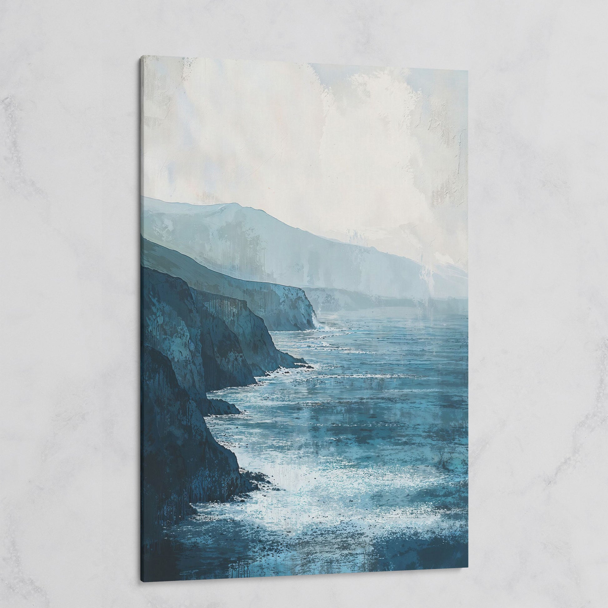 Stormy Coastal Cliffs Seascape Canvas Wall Art on gallery wrap