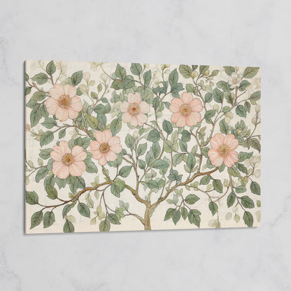 Floral Tree Botanical Canvas Print, Blush and Sage on gallery wrap