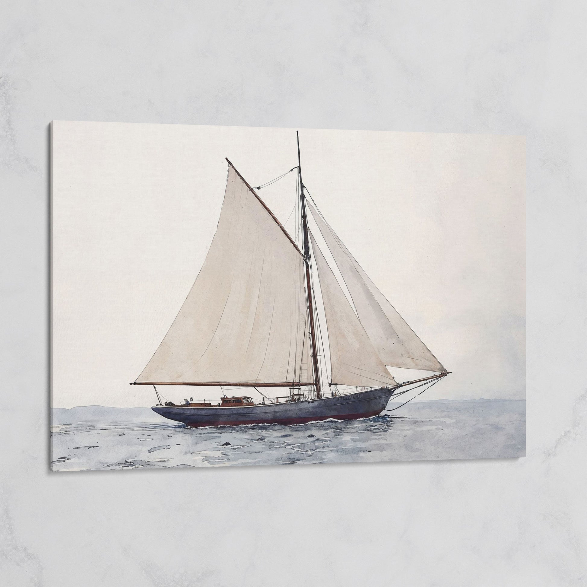 Sailing Ship Watercolor Canvas on gallery wrap