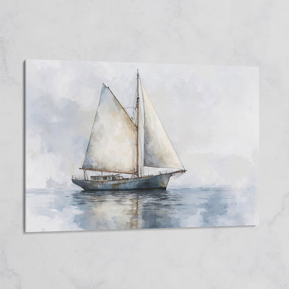 Serene Seascape with Sailing Boat Canvas on gallery wrap