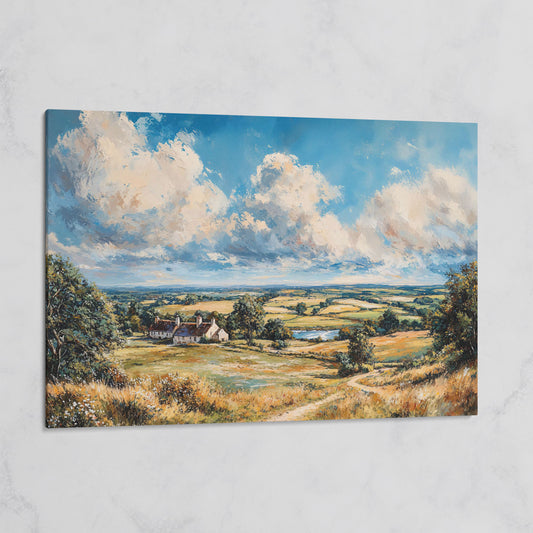 Pastoral Landscape with Country Cottages Canvas on gallery wrap