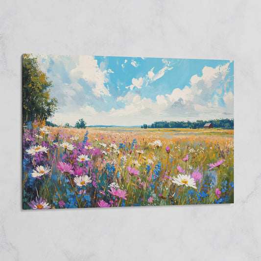 Spring Wildflowers Landscape Canvas Print on gallery wrap