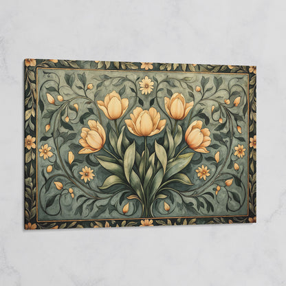 Art Nouveau Tulip Canvas Wall Art in Sage Green on gallery wrap