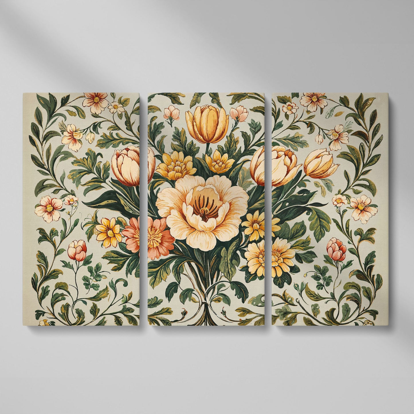 William Morris Tulip Canvas Print as 3-panel split version