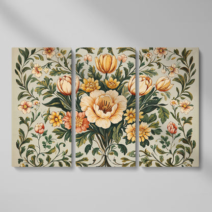William Morris Tulip Canvas Print as 3-panel split version