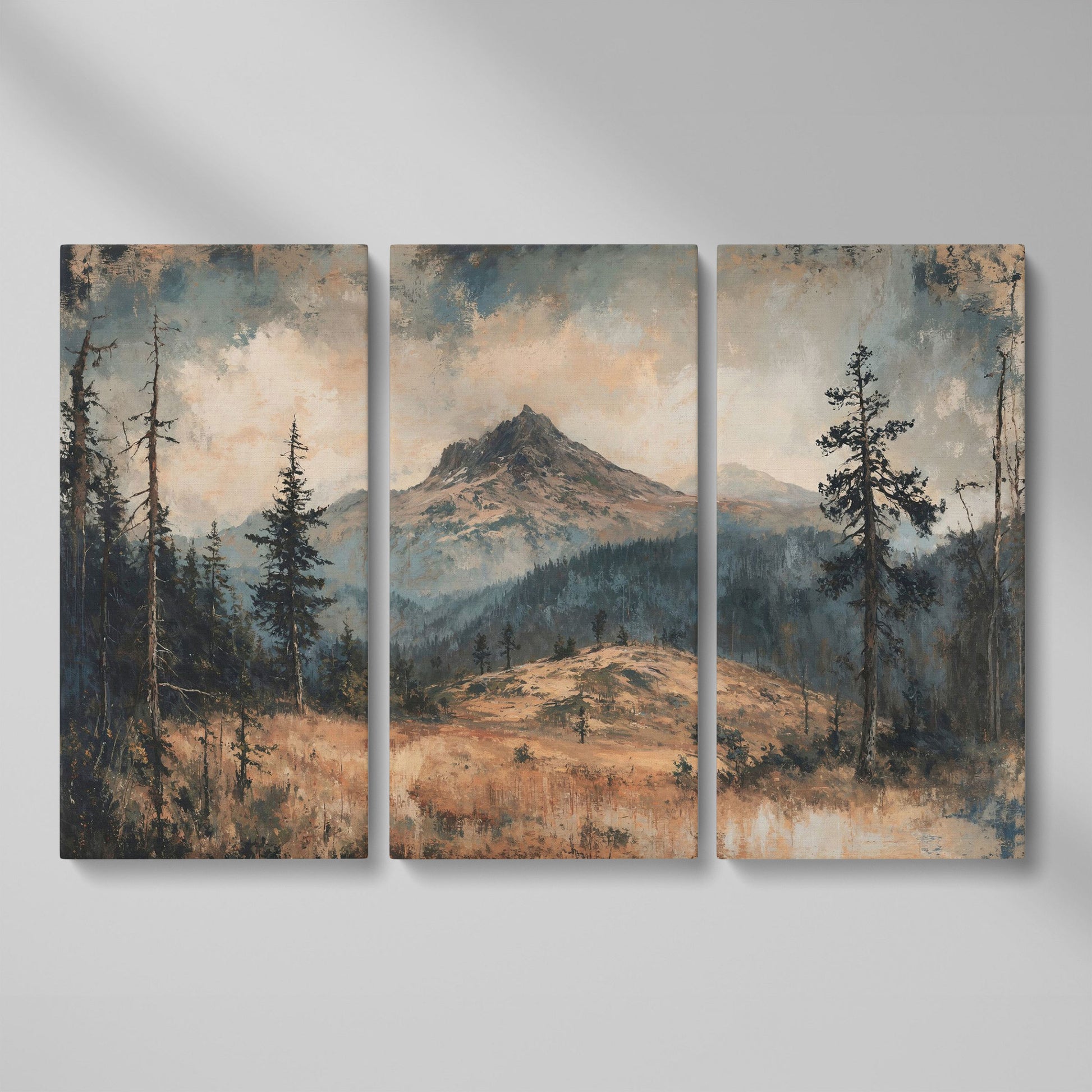 Mountain Wilderness Forest Canvas as 3-panel split version