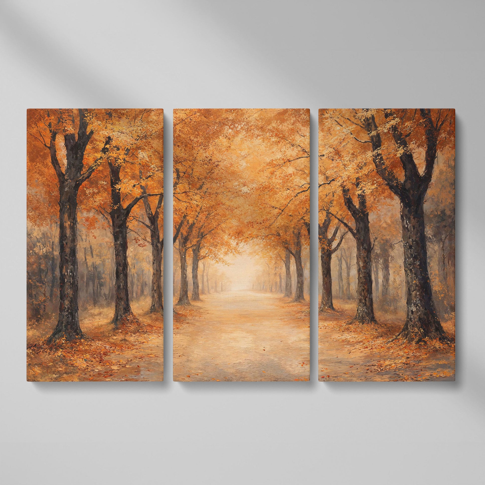 Autumn Forest Pathway Canvas Print as 3-panel split version