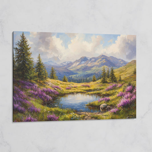 Mountain Landscape with Wildflower Meadow Canvas on gallery wrap