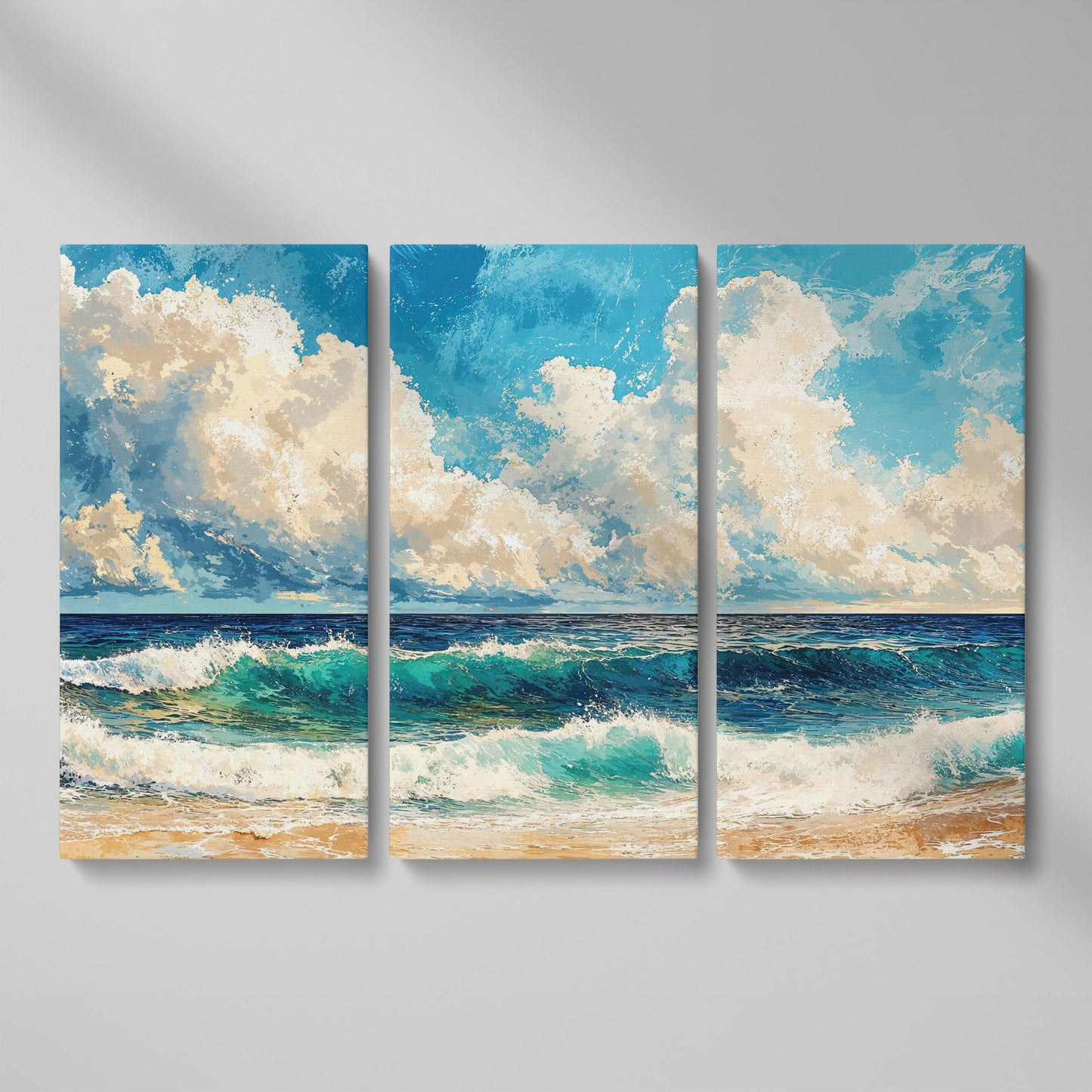 Seascape with Low Clouds Canvas Print as 3-panel split version