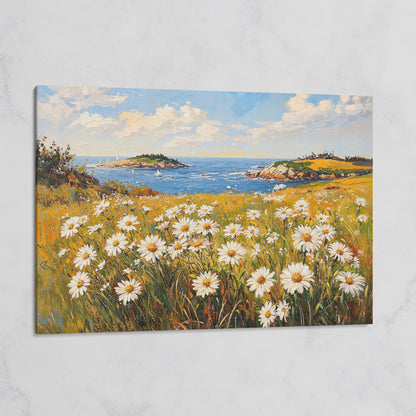 Seaside Wildflower Coastal Landscape Canvas on gallery wrap
