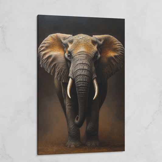 Elephant Portrait Canvas Wall Art, African Wildlife Painting on gallery wrap