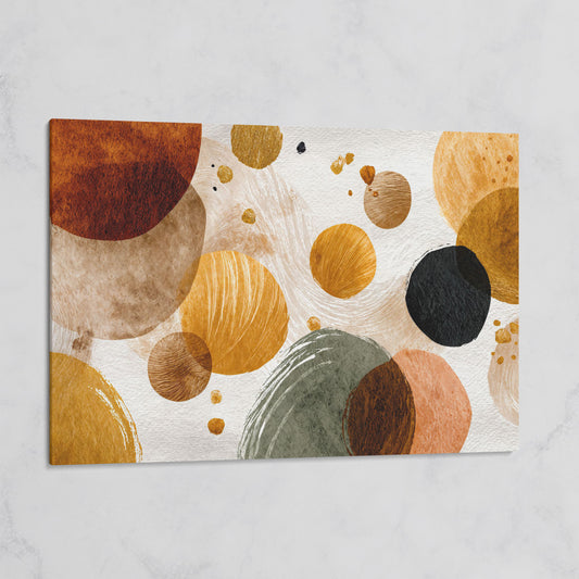 Abstract Circles and Dots Canvas Wall Art, Earth Tone, Large Format on gallery wrap