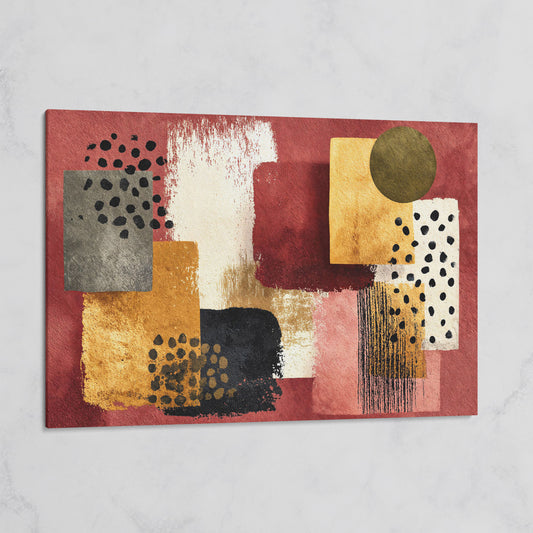 Terracotta Geometric Abstract Canvas Art, Earth Tone Wall Art on gallery wrap