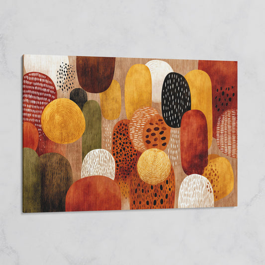 Terracotta and Olive Abstract Shapes Canvas Wall Art on gallery wrap