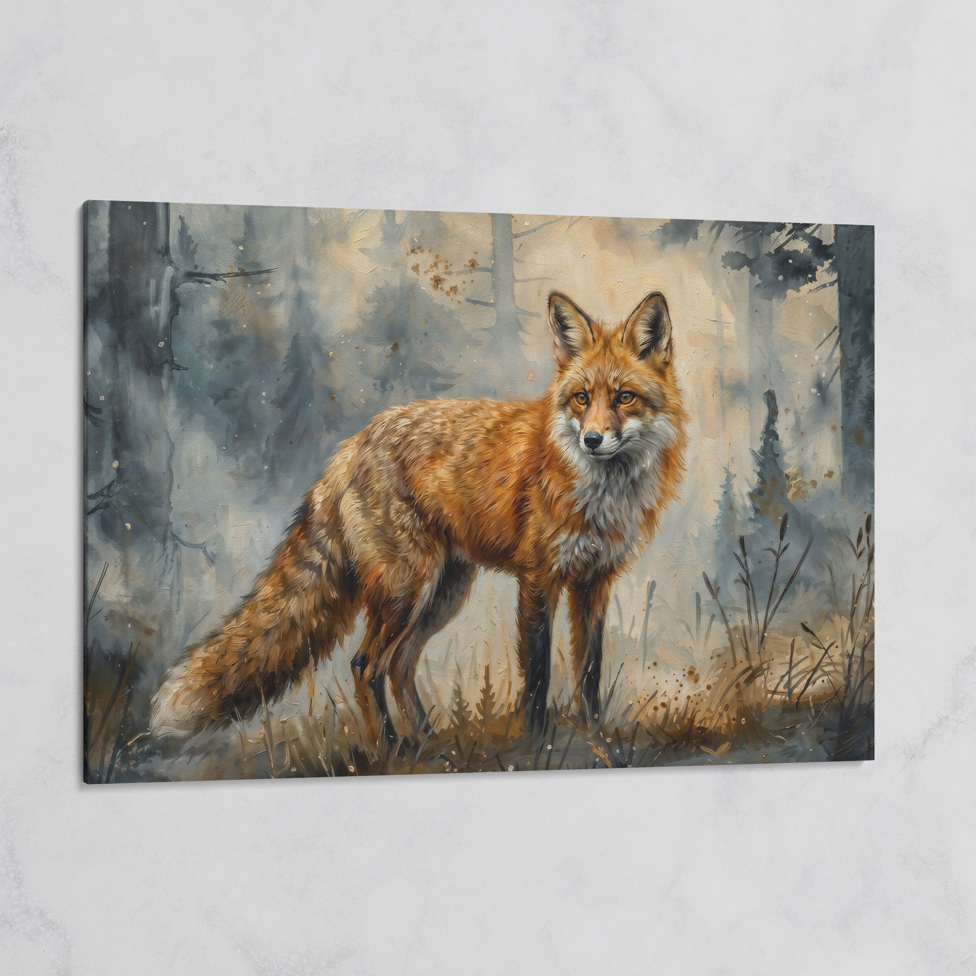 Fox Portrait in the Forest, Canvas Wall Art on gallery wrap