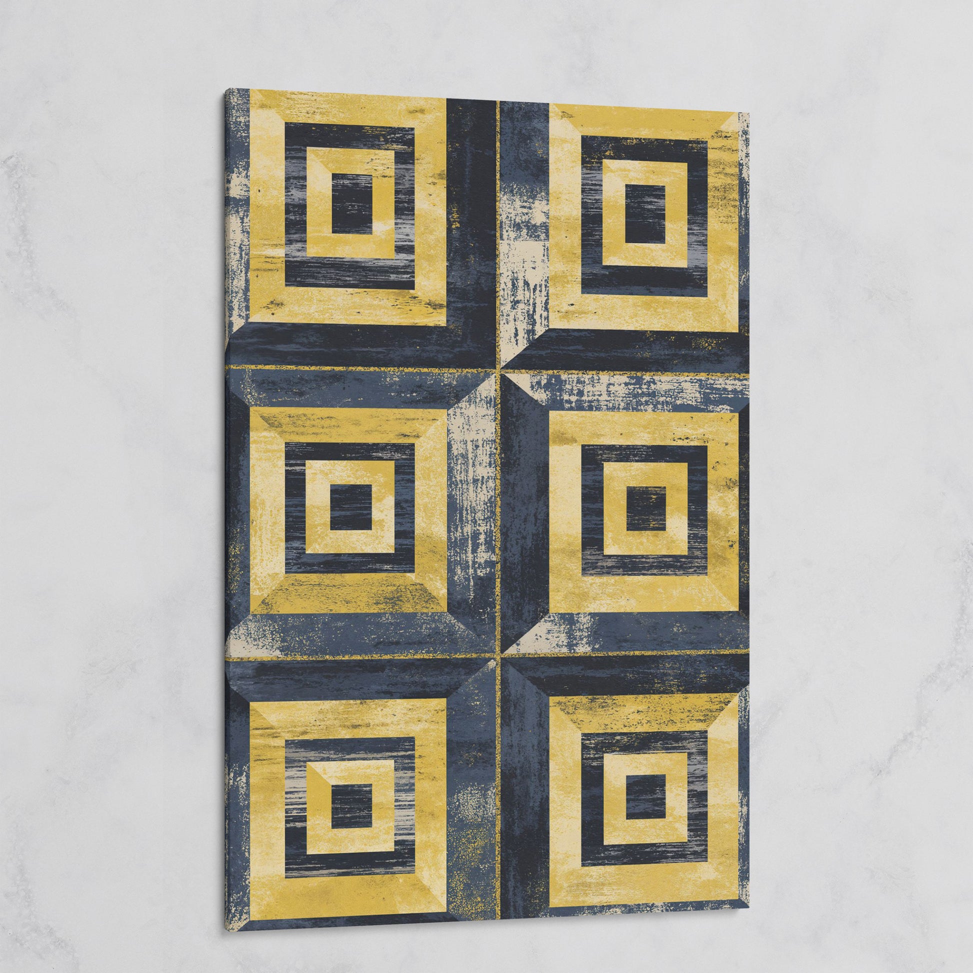 Nested Squares Grid Canvas Art. Abstract Geometric Portrait Print on gallery wrap