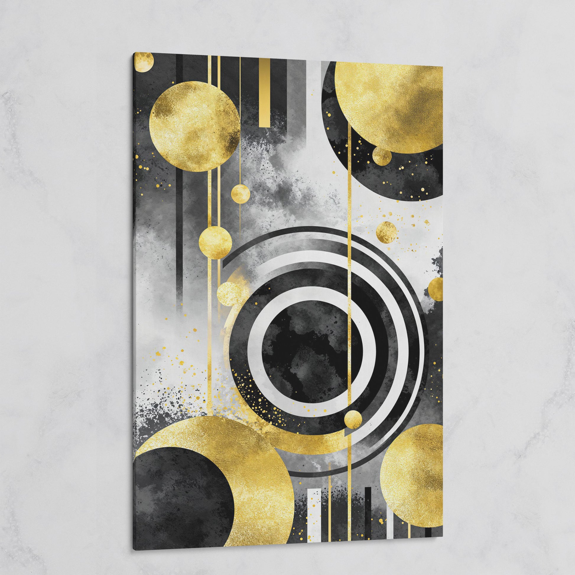 Abstract Geometric Circles and Lines Canvas Wall Art on gallery wrap