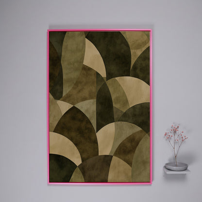 Abstract Circles Canvas Art, Overlapping Geometric Shapes in Portrait in pink floating frame