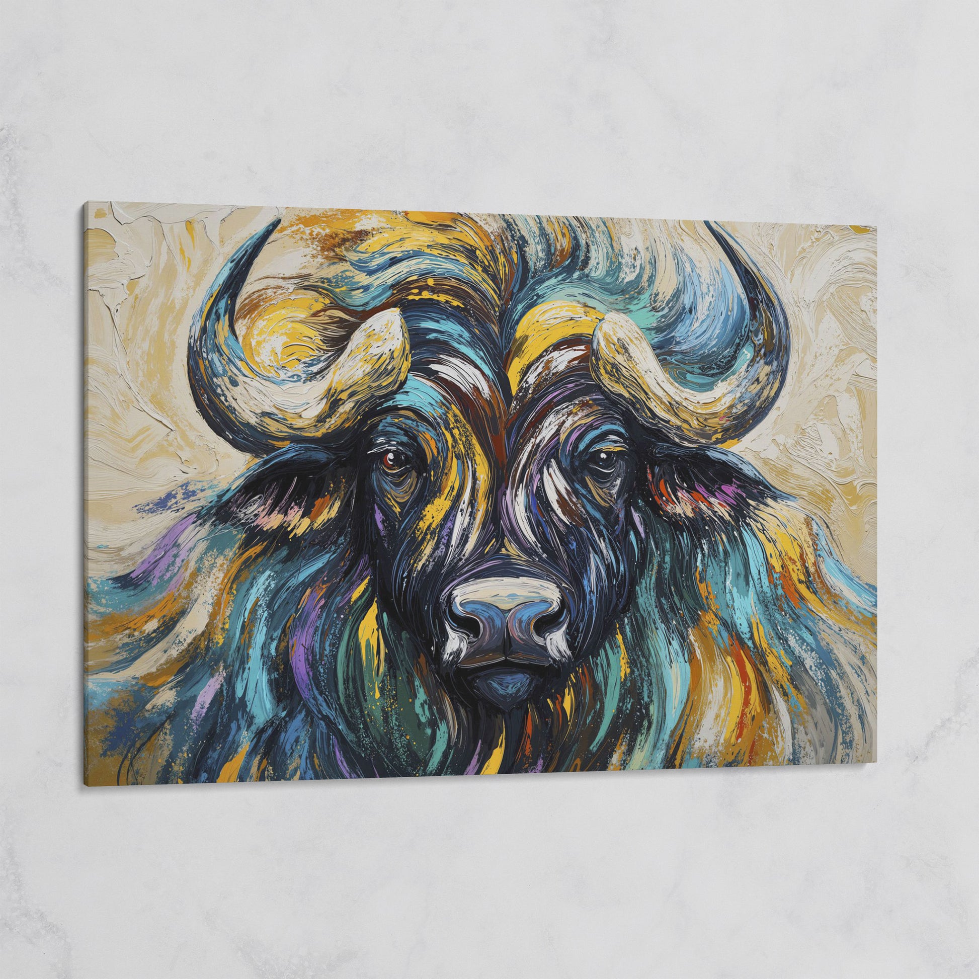 Bison Close-Up Canvas Wall Art, Large Wildlife Portrait Print on gallery wrap