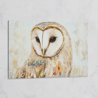 Barn Owl Close-Up Portrait Canvas Wall Art on gallery wrap