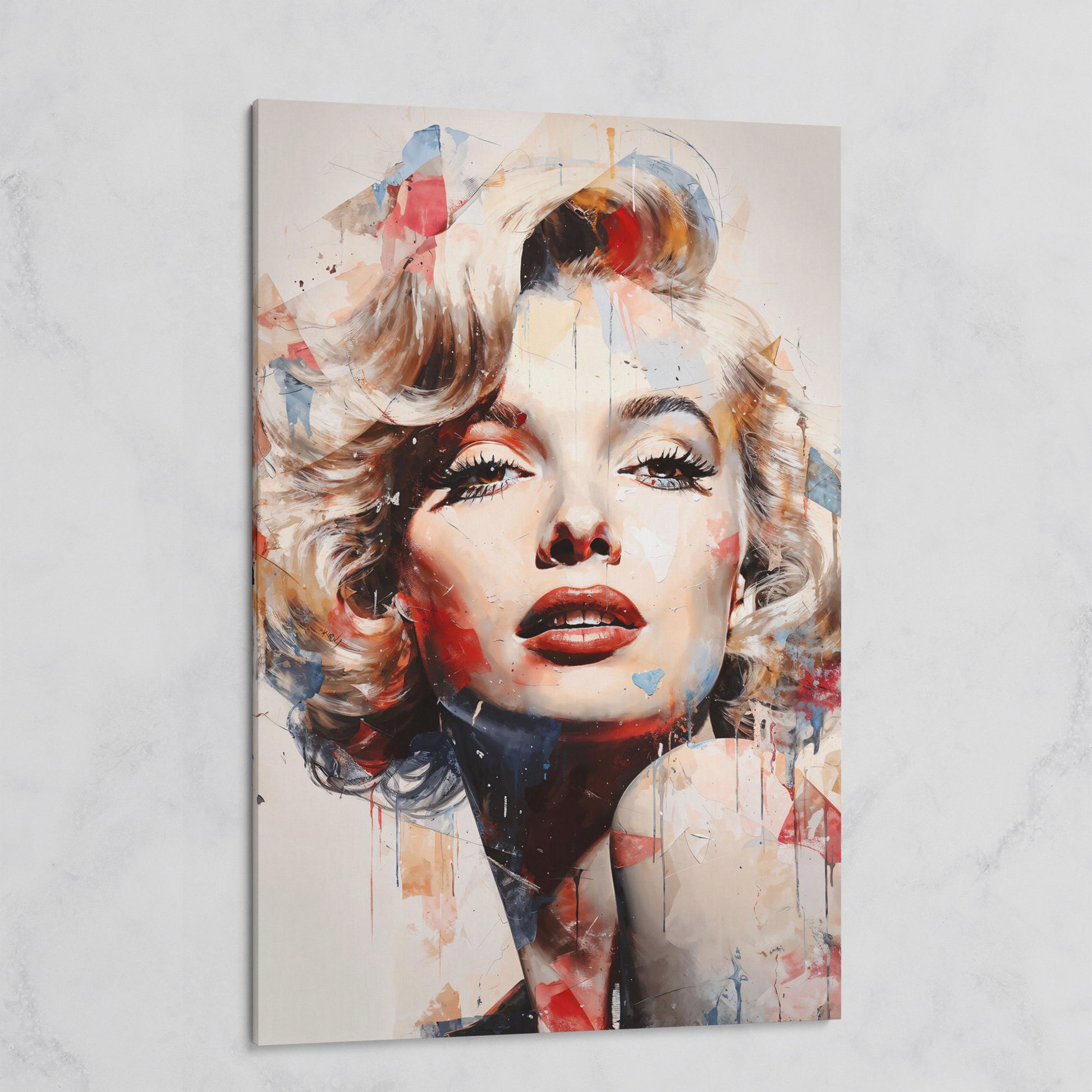 Marilyn Monroe Pop Portrait Canvas with Paint Drips on gallery wrap