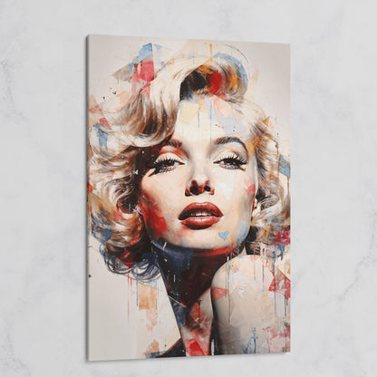 Marilyn Monroe Pop Portrait Canvas with Paint Drips on gallery wrap