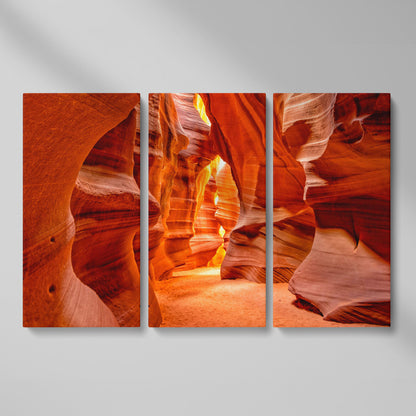 Antelope Canyon Arizona Landscape Canvas as 3-panel split version