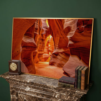 Antelope Canyon Arizona Landscape Canvas in antique gold floating frame