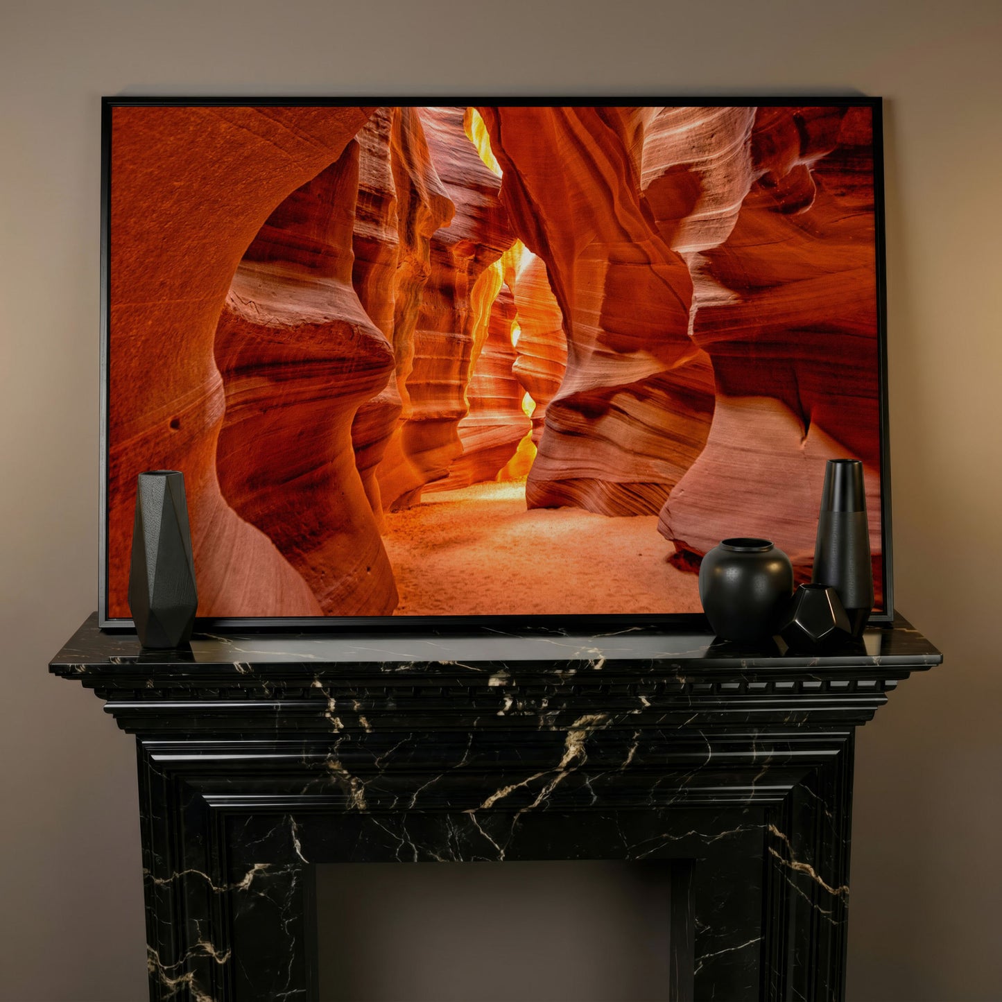 Antelope Canyon Arizona Landscape Canvas in black floating frame