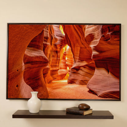 Antelope Canyon Arizona Landscape Canvas in dark walnut floating frame