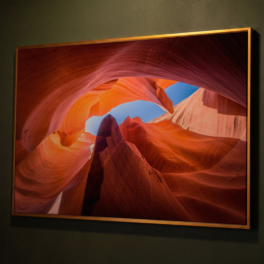 Antelope Canyon Natural Rock Formation Canvas shown in antique gold floating frame