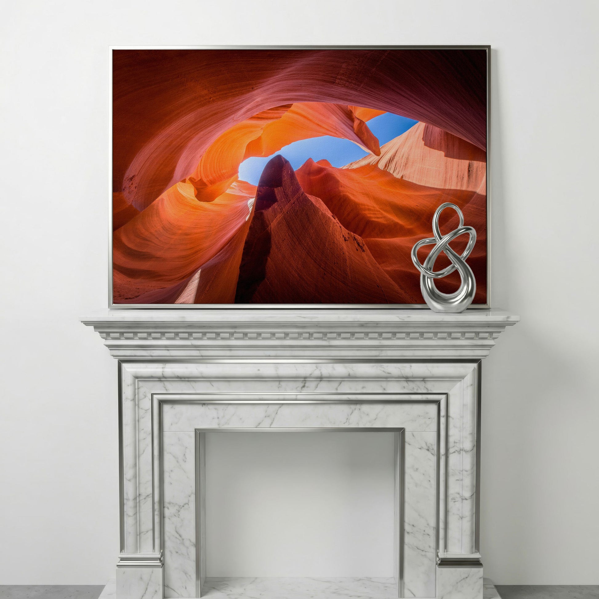 Antelope Canyon Natural Rock Formation Canvas in silver floating frame