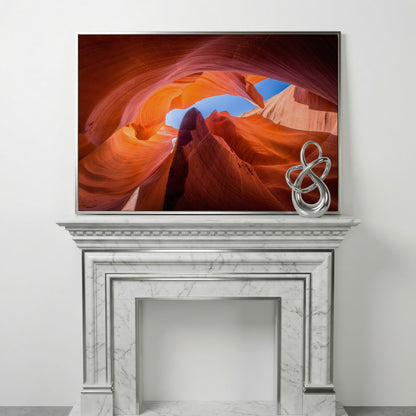 Antelope Canyon Natural Rock Formation Canvas in silver floating frame