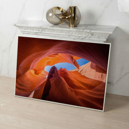 Antelope Canyon Natural Rock Formation Canvas in white floating frame