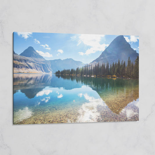 Rocky Peaks Canvas Print with Glacier National Park Reflection on gallery wrap