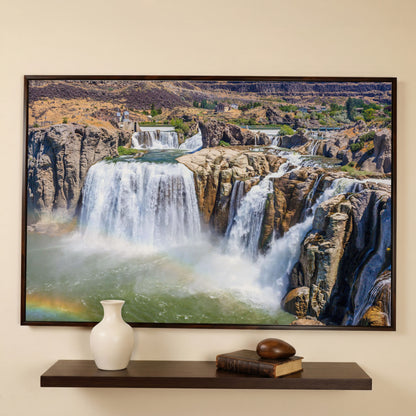 Shoshone Falls Park Panoramic Canvas Print in dark walnut floating frame