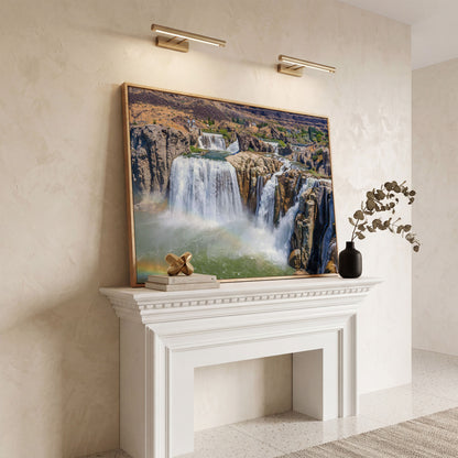 Shoshone Falls Park Panoramic Canvas Print in white oak floating frame