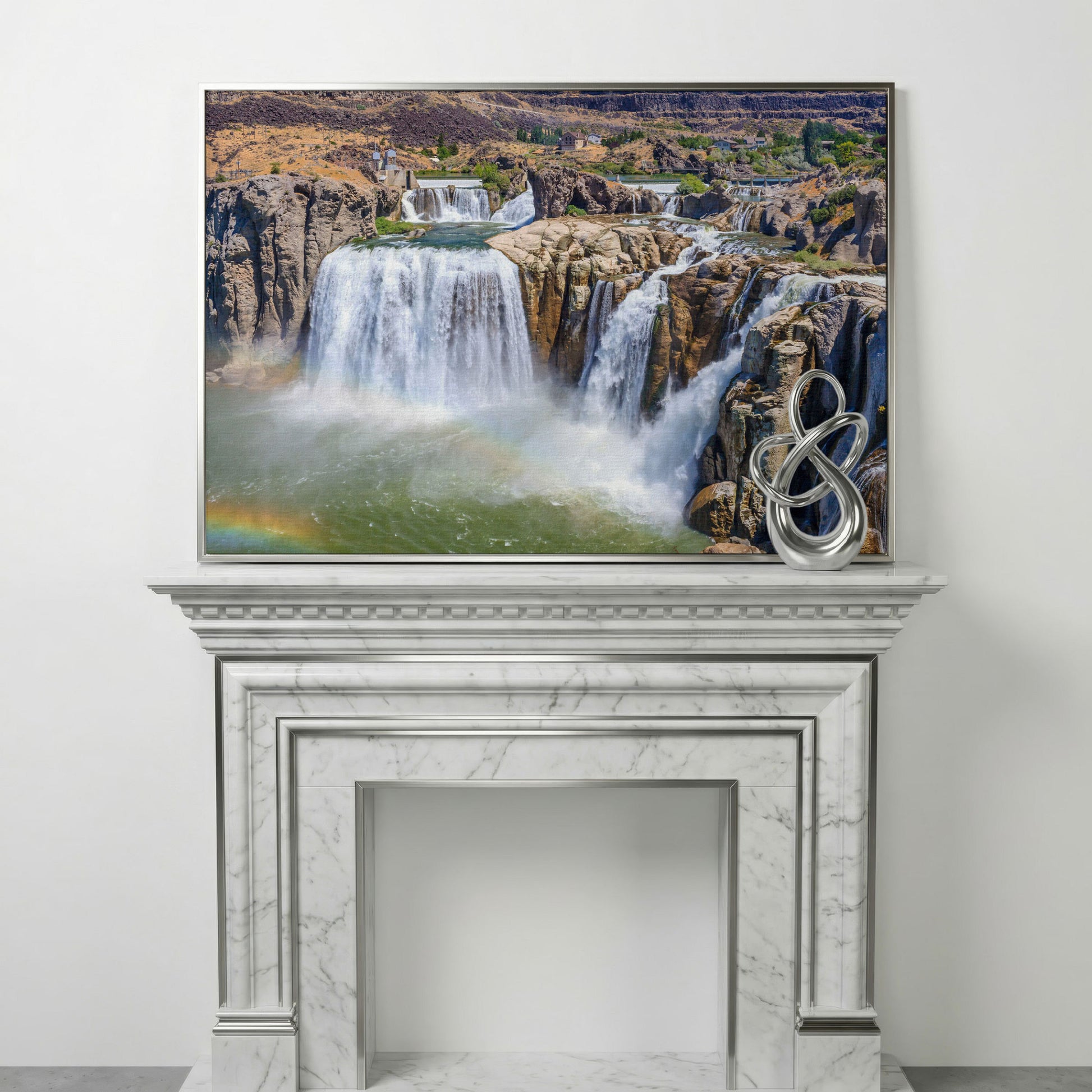 Shoshone Falls Park Panoramic Canvas Print in silver floating frame