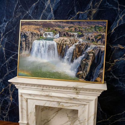 Shoshone Falls Park Panoramic Canvas Print in yellow gold floating frame
