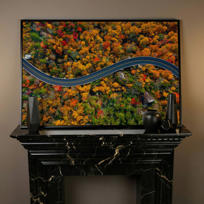 Blue Ridge Parkway Mountain Canvas Print in black floating frame